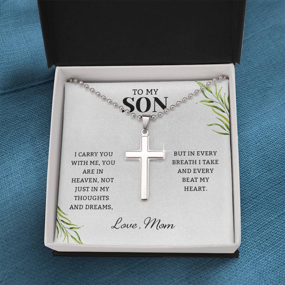 To My Son From Mom, Son Gifts From Mom, Mother and Son Necklace, Birthday Gift For My Son Graduation Christmas Faith Cross Necklace Present