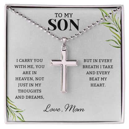 To My Son From Mom, Son Gifts From Mom, Mother and Son Necklace, Birthday Gift For My Son Graduation Christmas Faith Cross Necklace Present