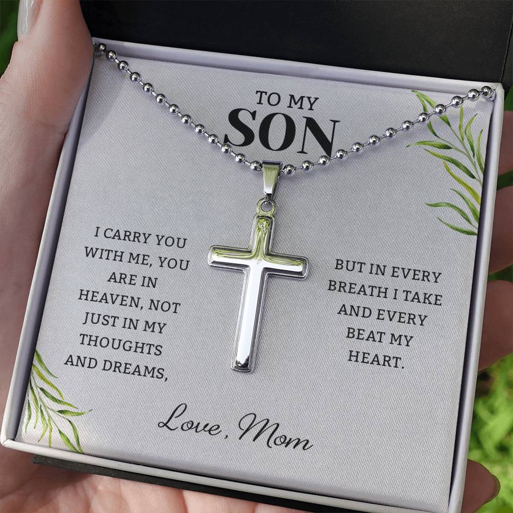 To My Son From Mom, Son Gifts From Mom, Mother and Son Necklace, Birthday Gift For My Son Graduation Christmas Faith Cross Necklace Present