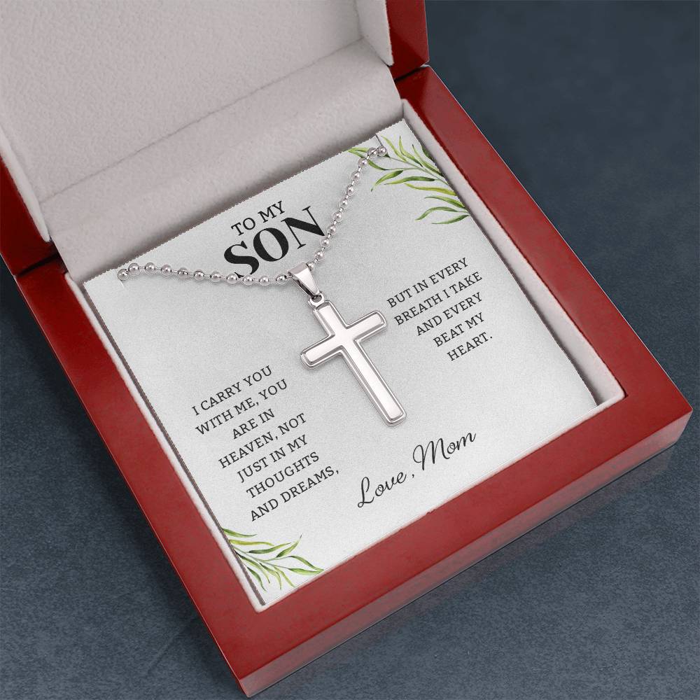 To My Son From Mom, Son Gifts From Mom, Mother and Son Necklace, Birthday Gift For My Son Graduation Christmas Faith Cross Necklace Present