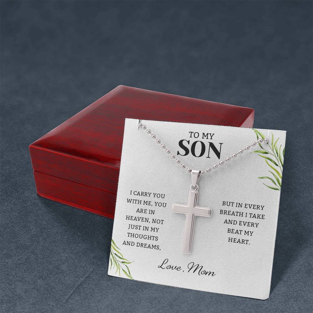 To My Son From Mom, Son Gifts From Mom, Mother and Son Necklace, Birthday Gift For My Son Graduation Christmas Faith Cross Necklace Present