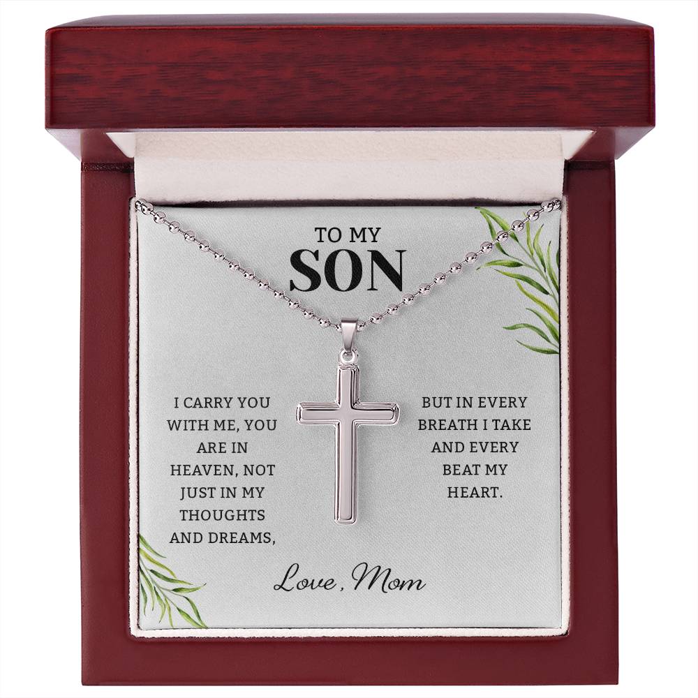 To My Son From Mom, Son Gifts From Mom, Mother and Son Necklace, Birthday Gift For My Son Graduation Christmas Faith Cross Necklace Present