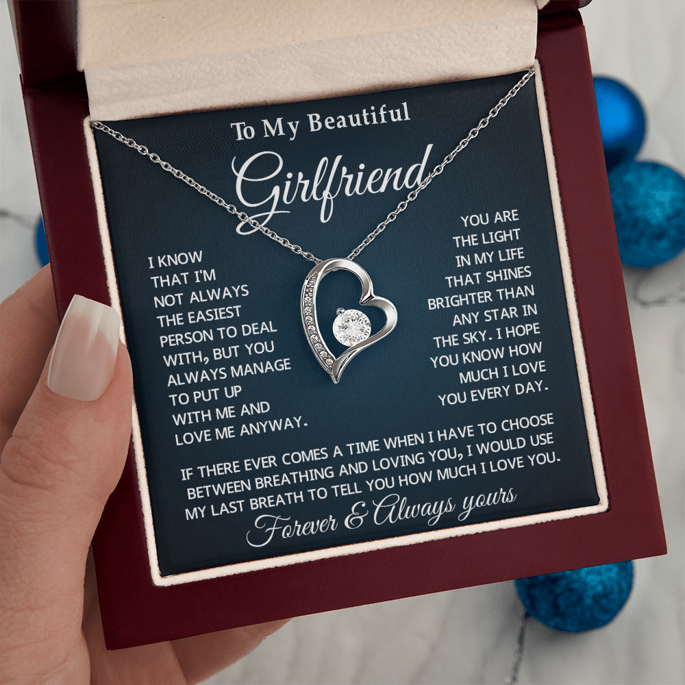 To My Girlfriend Forever Love Necklace With Message Card & Gift Box