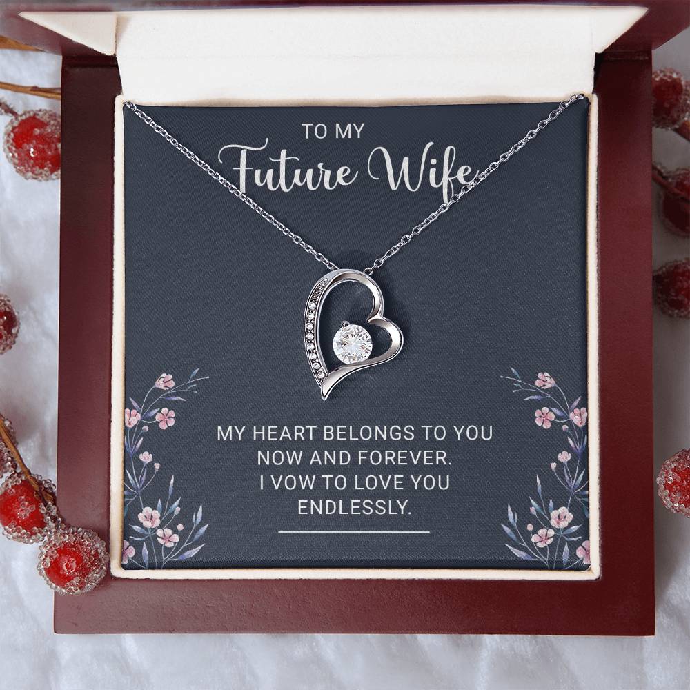 Future Wife Forever Love Necklace - My Heart Belongs to You Now and Forever - Perfect Gift for Wife-to-Be, Engagement, Girlfriend, or Fiancee