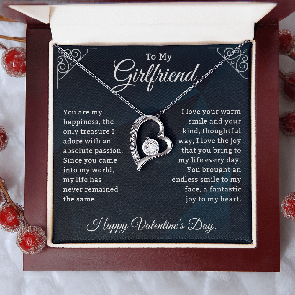 To My Girlfriend, You Are My Happiness – Forever Love Necklace, A Heartfelt Valentine's Day Gift to Celebrate Your Beautiful Heart & Our Endless Love