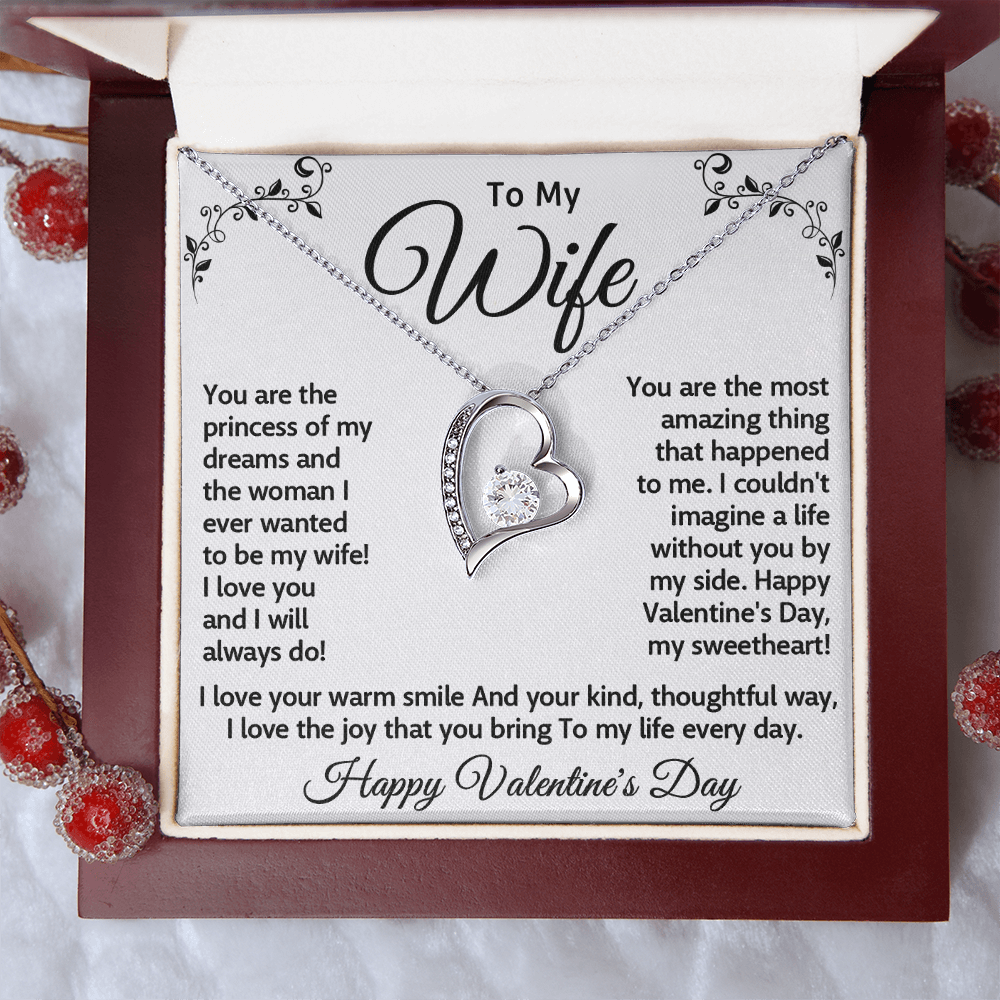 To My Wife, Forever Love Necklace – A Valentine's Day Gift to My Princess, Celebrating the Woman I Adore, Happy Valentine's Day