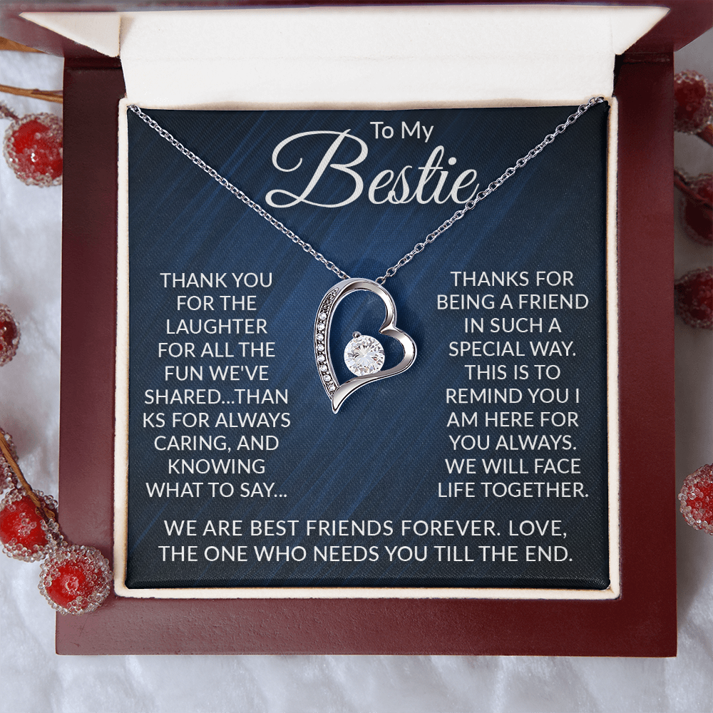 To My Bestie – Forever Love Necklace: A Gift to Honor Our Endless Friendship and Unbreakable Bond, Always Here for You, Forever Together.