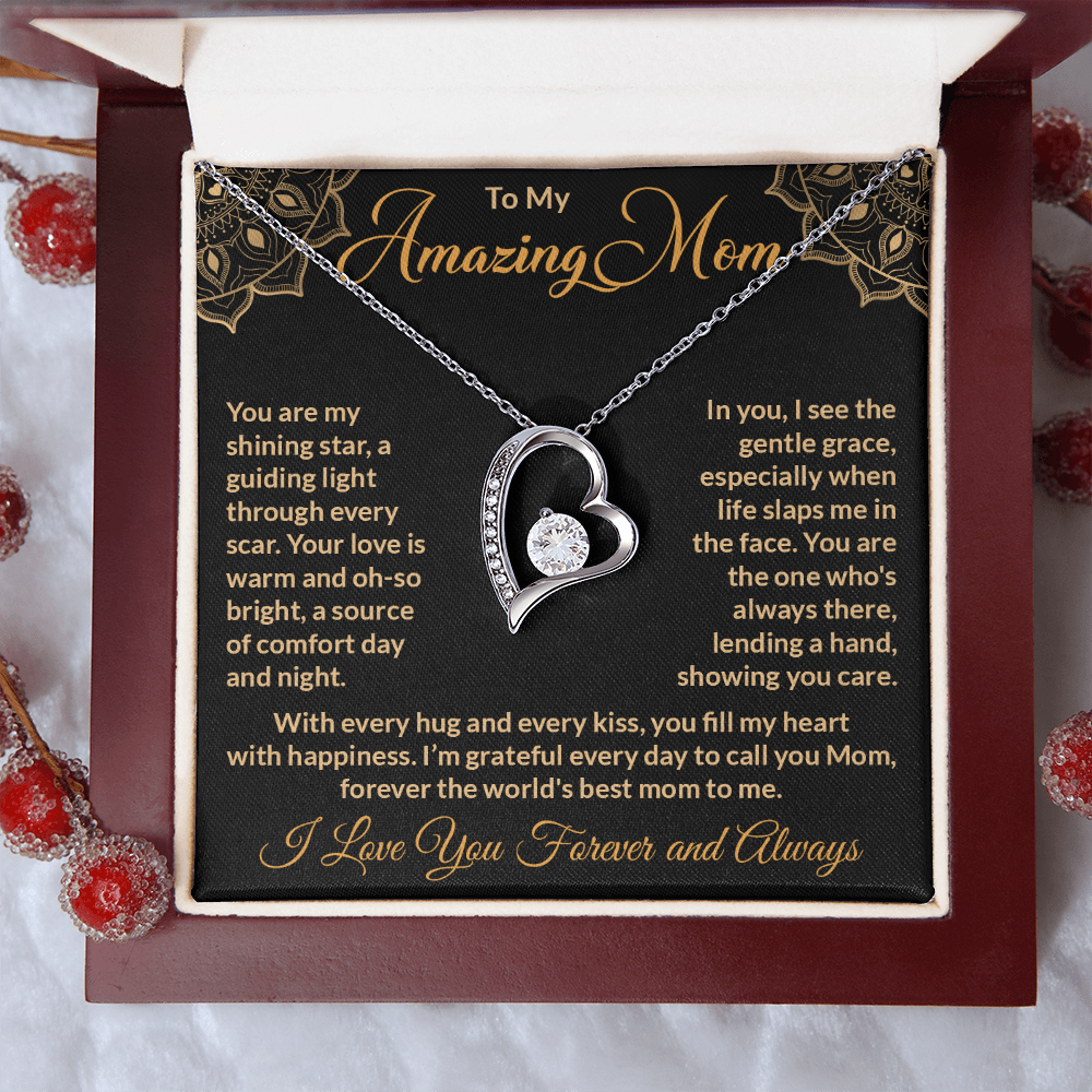 To My Amazing Mom – Forever Love Necklace: A Heartfelt Valentine's Day Gift to Celebrate Your Guiding Light and Unconditional Love