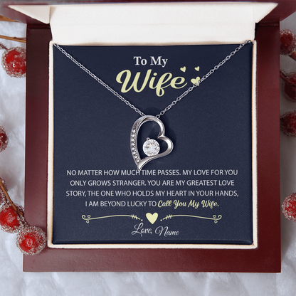 To My Wife Necklace – Romantic Soulmate Gift for Mother's Day or Birthday – Forever Love Necklace from Husband - Custom Message Card