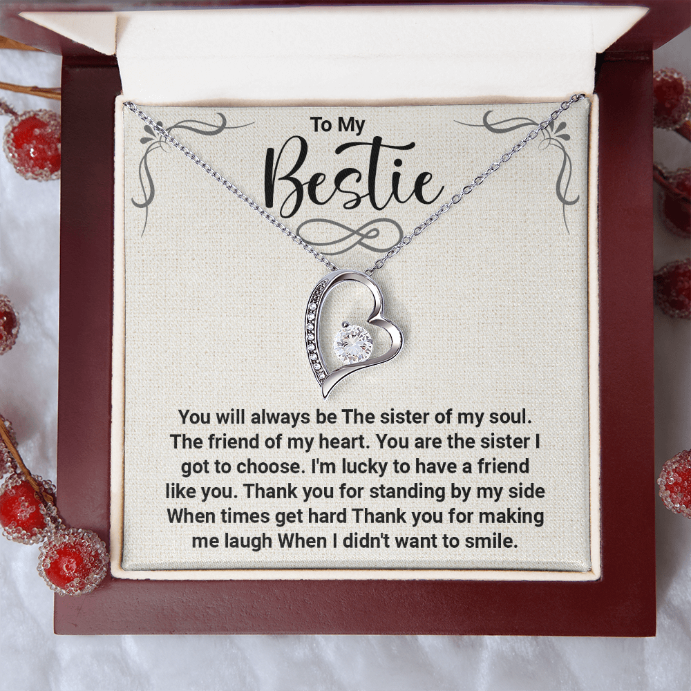 Forever Love Necklace for Bestie – Thank You for Always Being There & Making Me Smile