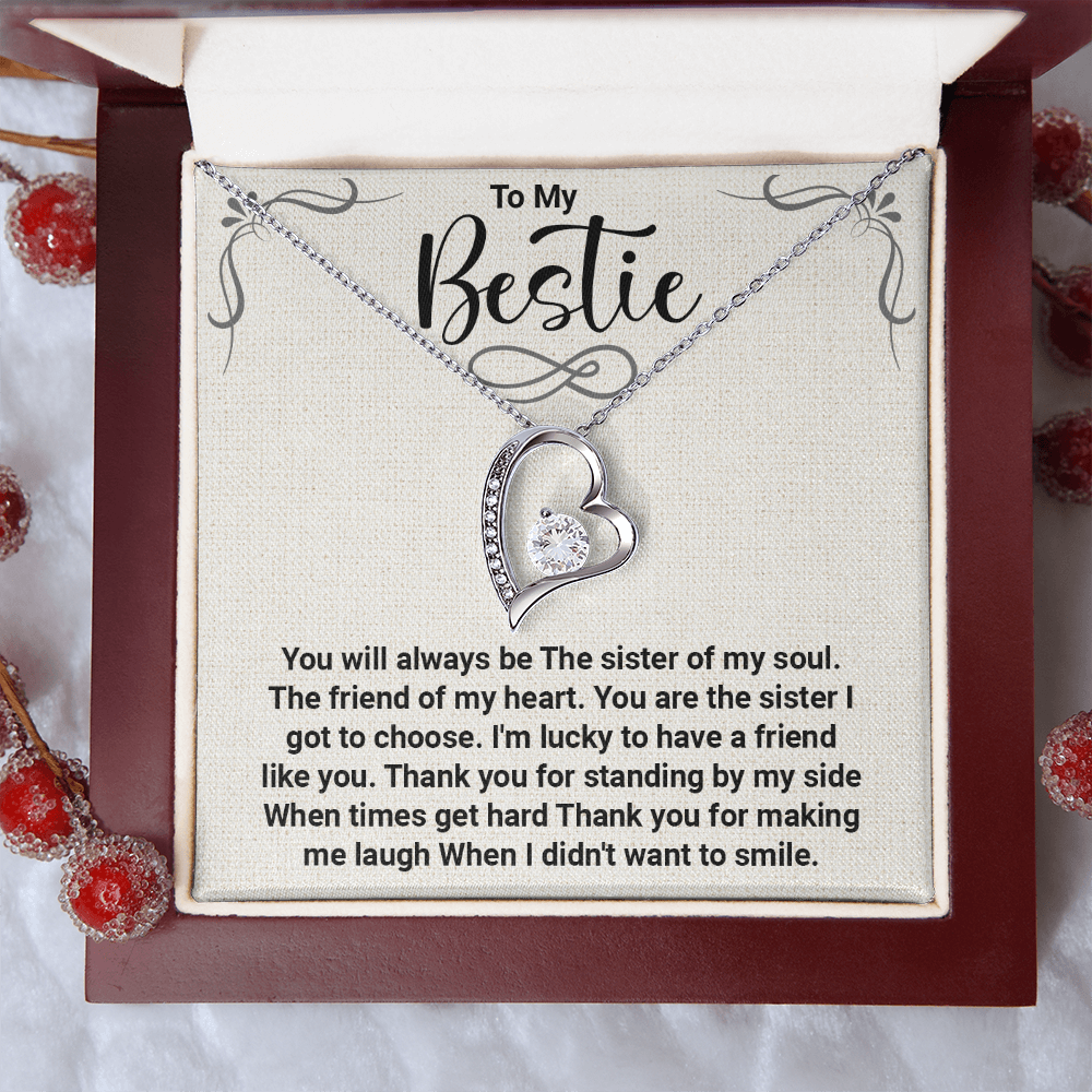 To My Bestie – Forever Love Necklace: A Heartfelt Gift for the Sister of My Soul, Thank You for Always Being There, Making Me Smile, and Standing by Me.