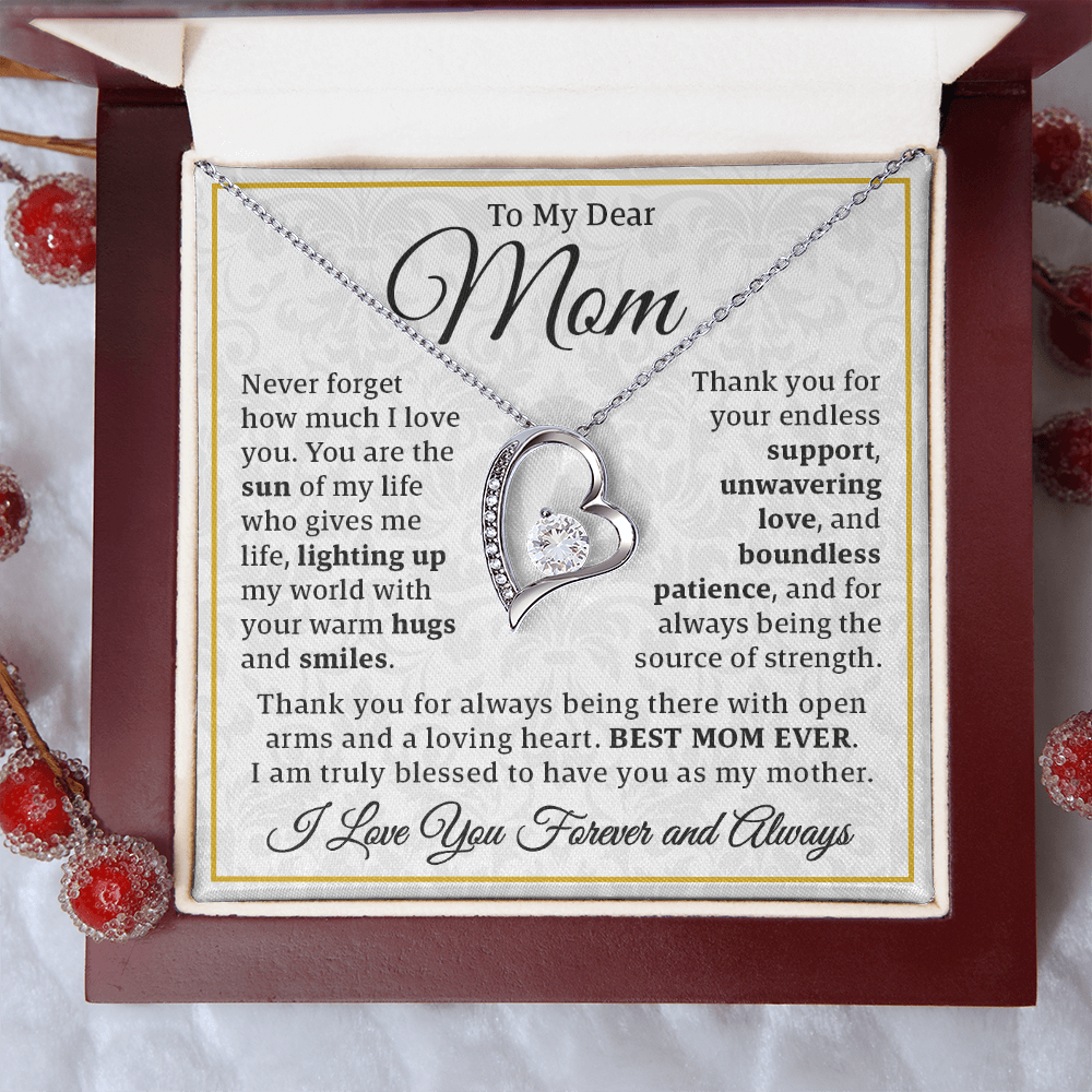 To My Dear Mom – Forever Love Necklace: A Heartfelt Valentine's Gift to Celebrate the Warmth, Patience, and Endless Love of the Best Mom Ever