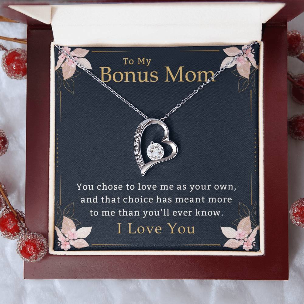 To My Bonus Mom Necklace, Heartfelt Gift of Love, Meaningful Jewelry for Mother's Day & Special Occasions