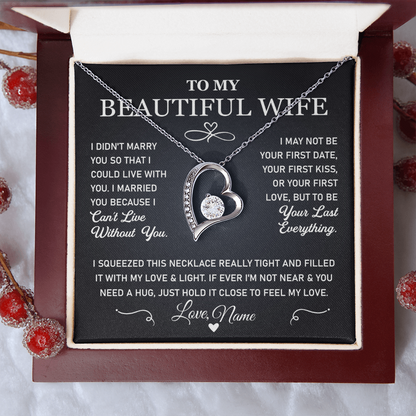 To My Wife Necklace from Husband – Anniversary or Valentine's Day Gift with Message Card & Gift Box – Custom Message Card With Necklace - Romantic Jewelry for Her