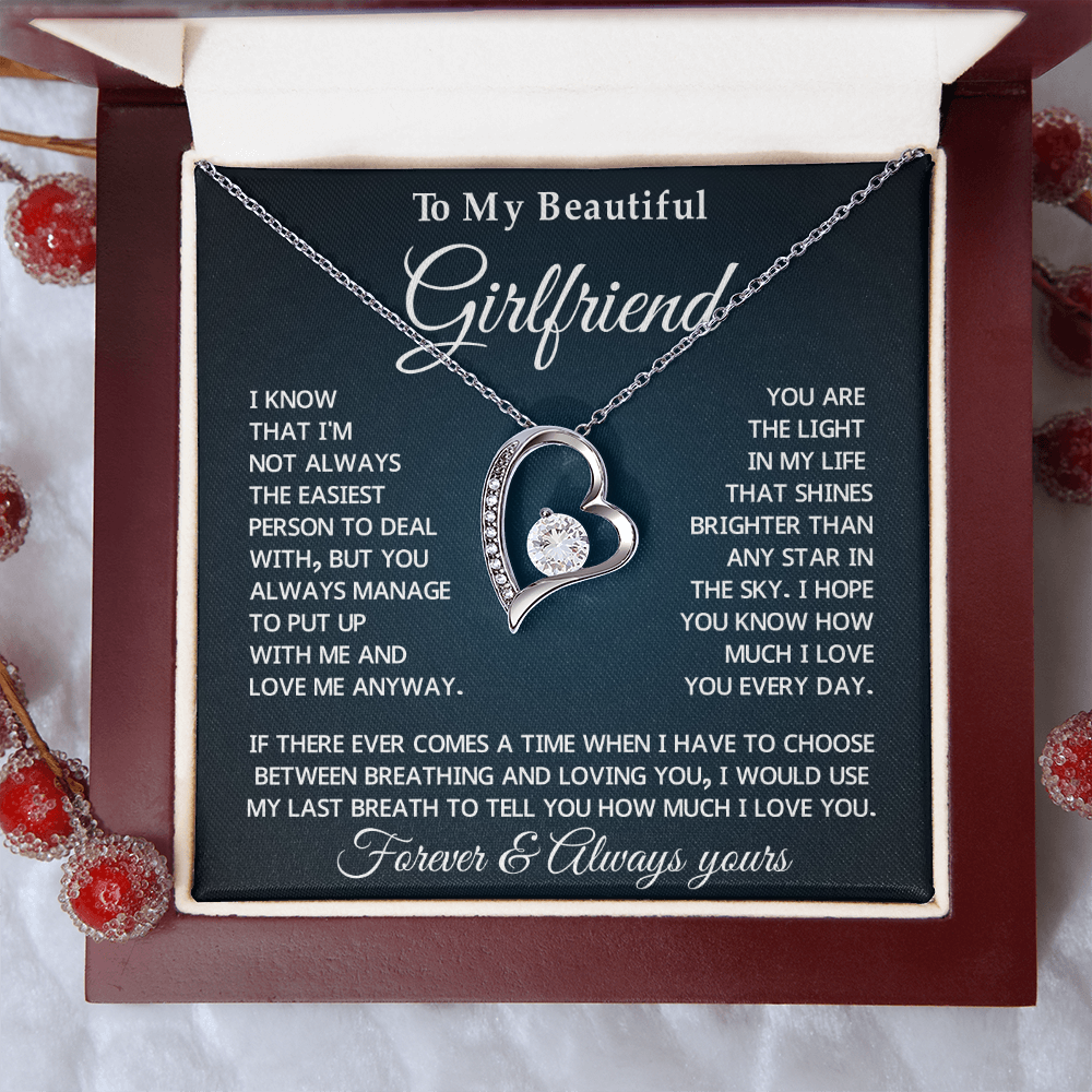 To My Girlfriend Forever Love Necklace With Message Card & Gift Box