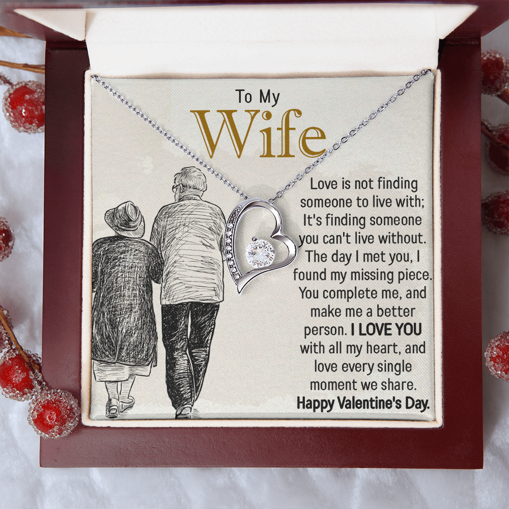 To My Wife, Forever Love Necklace – A Valentine's Day Gift to My Missing Piece, Celebrating a Love That Completes Me