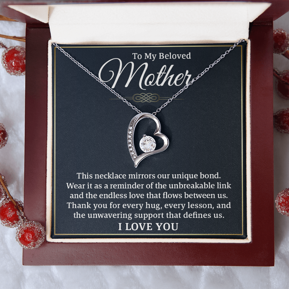 To My Beloved Mother – Forever Love Necklace: A Beautiful Valentine's Day Gift Symbolizing Our Unbreakable Bond and Endless Love