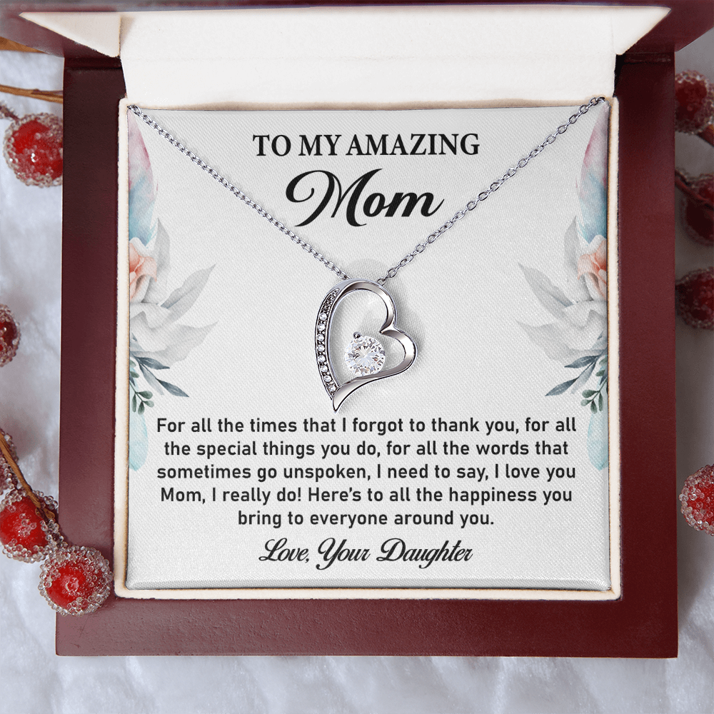 Heartfelt Gift for Mom – Elegant Forever Love Necklace from Daughter