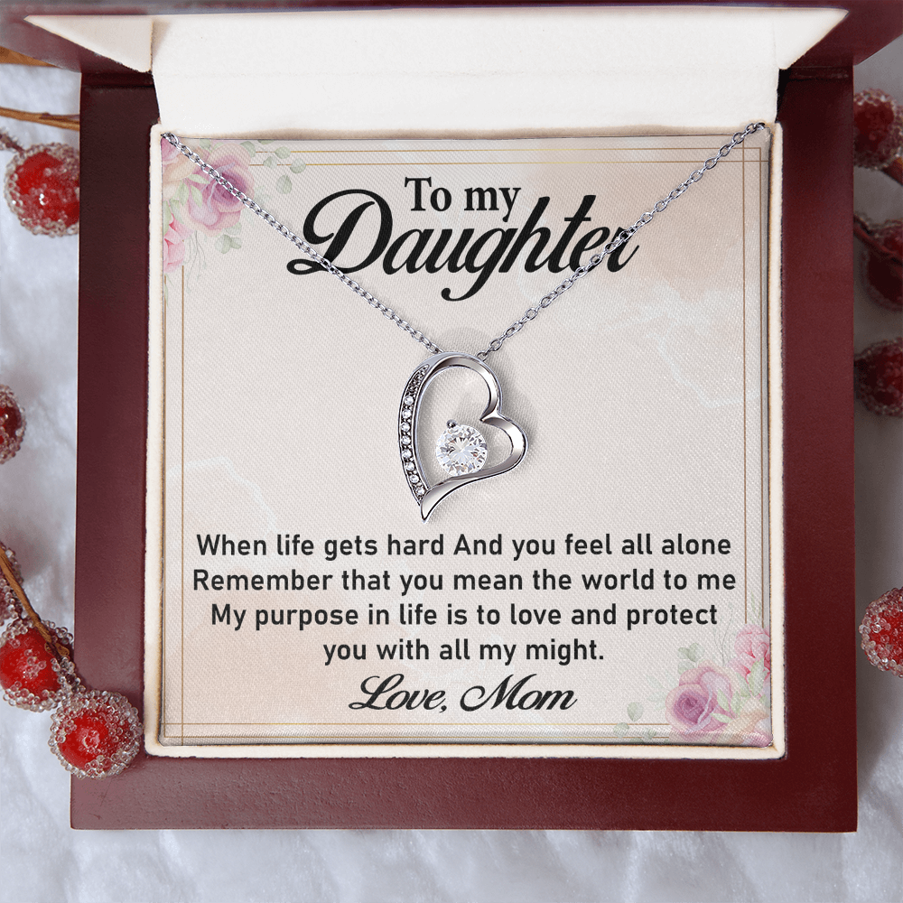 To My Daughter Necklace – Forever Love Necklace from Mom, Love Necklace for Daughter