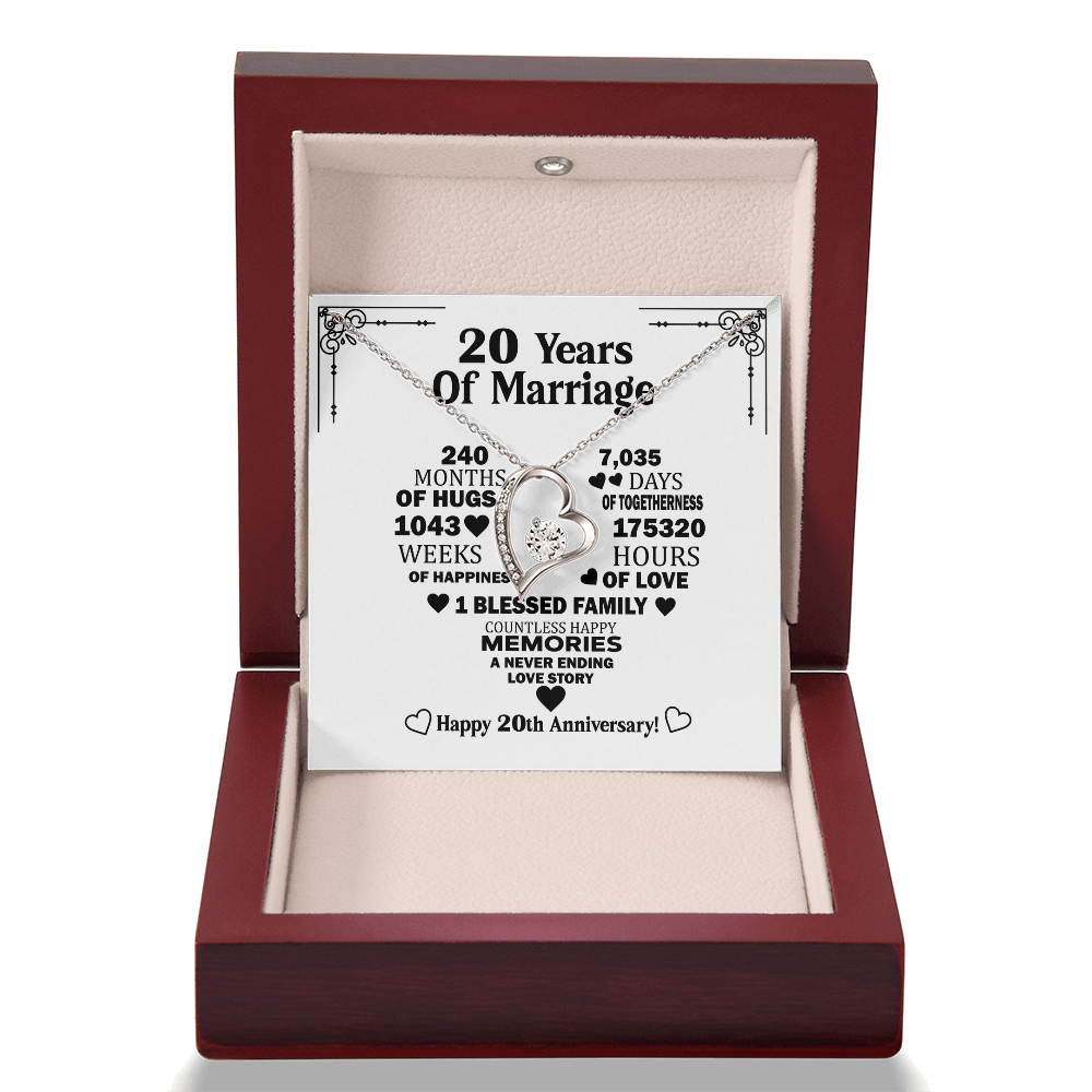 Elegant 20th Anniversary Necklace for Wife – Timeless Keepsake with Romantic Message from Loving Husband