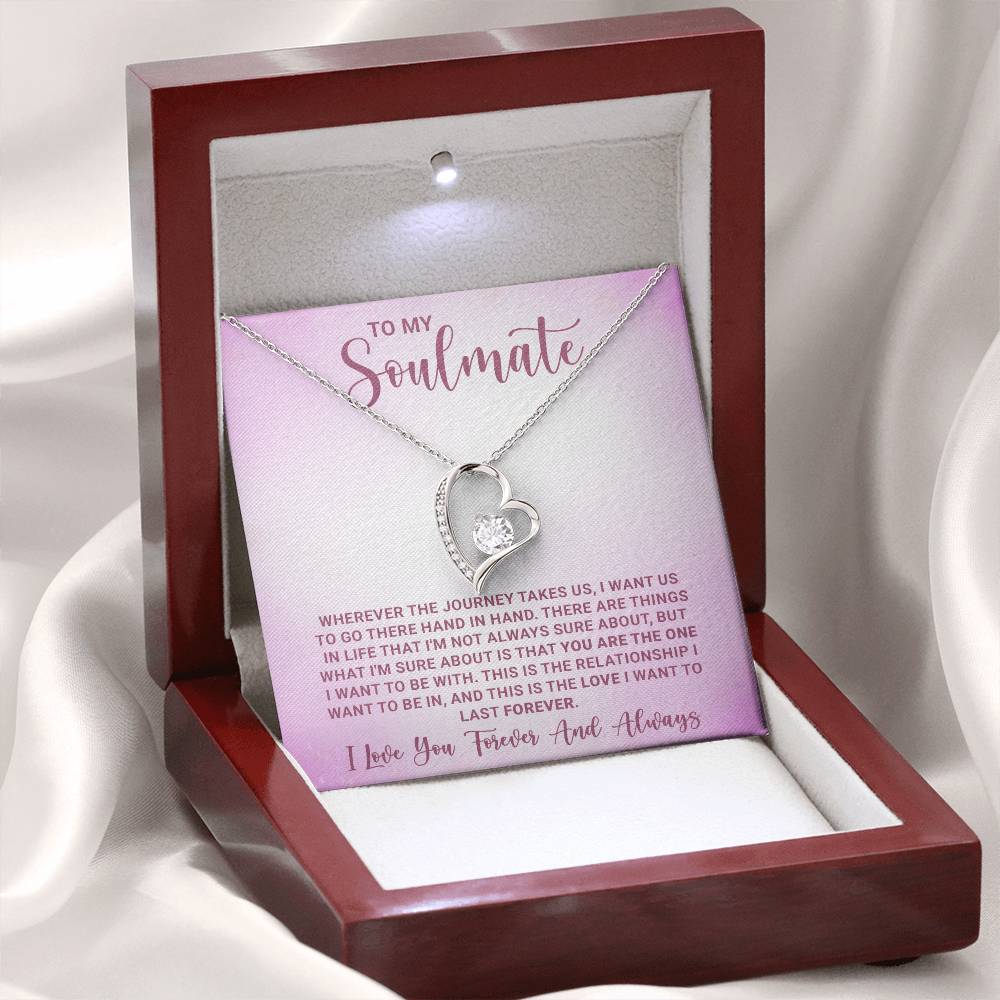 To My Soulmate Forever Love Necklace - Stainless Steel Jewelry with Message Card and Gift Box - Anniversary, Wedding, Birthday Gift for Her