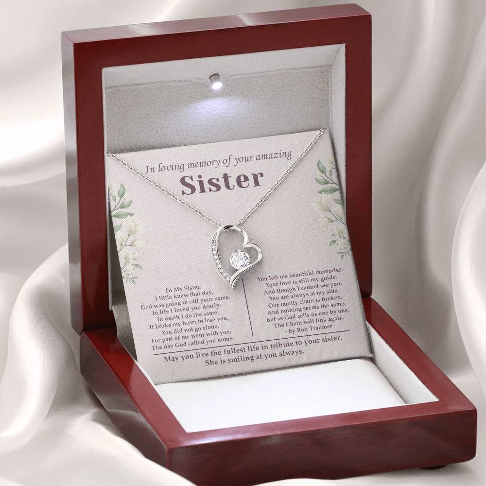 Sisters Gifts From Sister Forever Love Necklaces - Happy Birthday Present For Women Jewelry Best Sister with Message Card and Gift Box