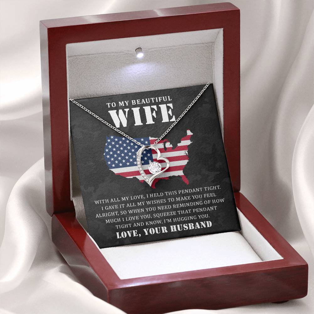 To My Wife Necklace - Forever Love Jewelry Gift with Message Card - Anniversary, Valentine's Day Present