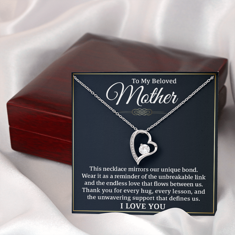 To My Beloved Mother – Forever Love Necklace: A Beautiful Valentine's Day Gift Symbolizing Our Unbreakable Bond and Endless Love