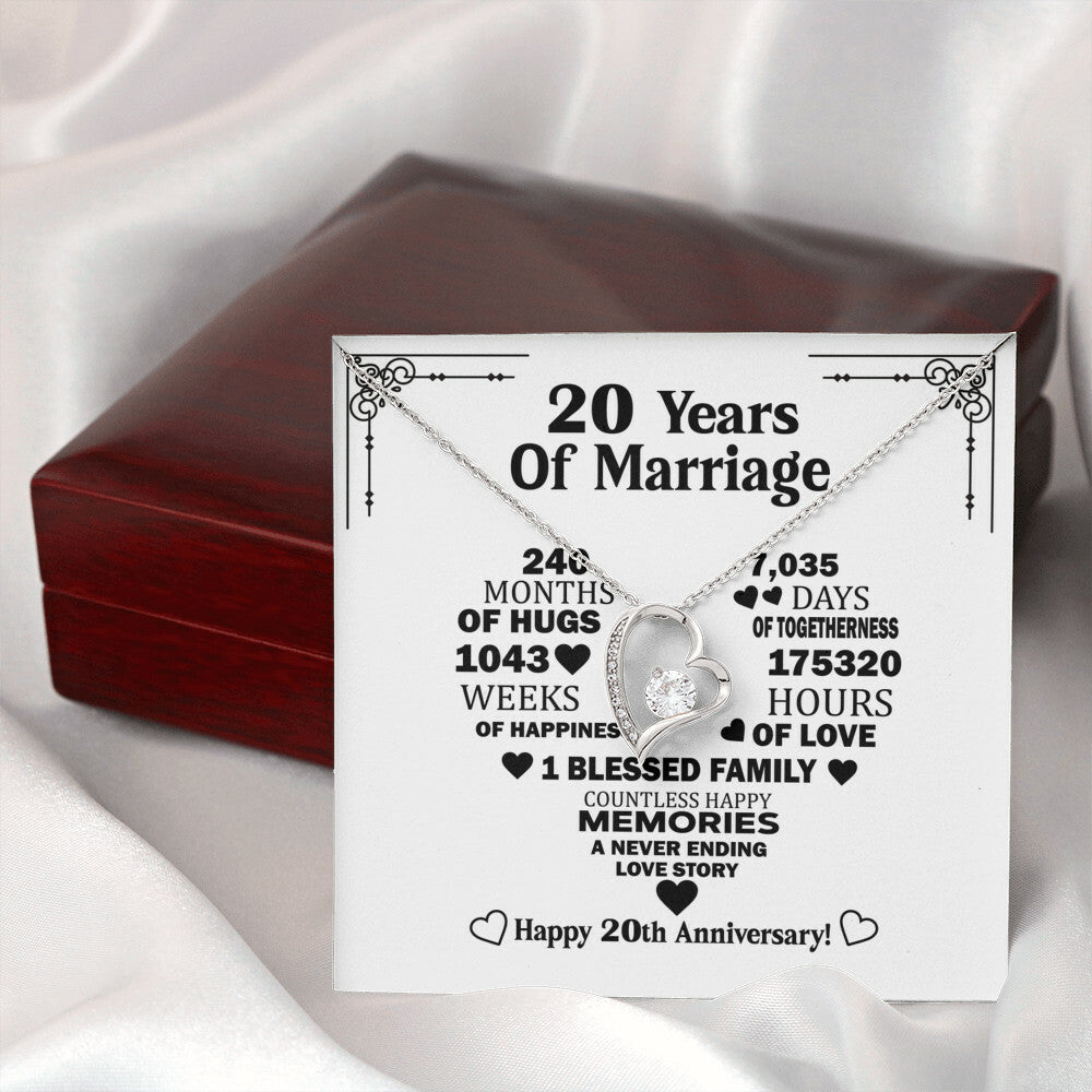 Elegant 20th Anniversary Necklace for Wife – Timeless Keepsake with Romantic Message from Loving Husband