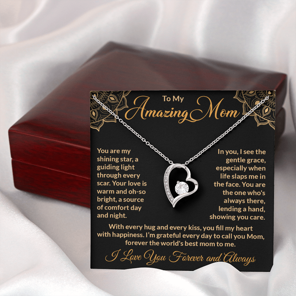 To My Amazing Mom – Forever Love Necklace: A Heartfelt Valentine's Day Gift to Celebrate Your Guiding Light and Unconditional Love