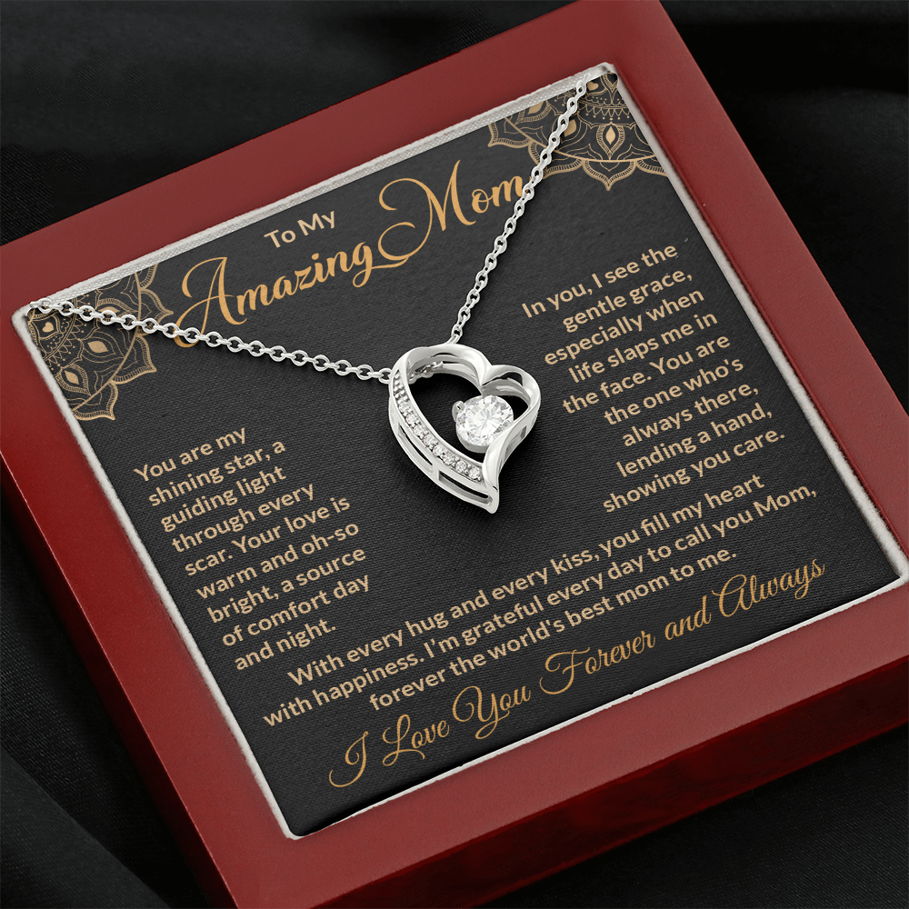 To My Amazing Mom – Forever Love Necklace: A Heartfelt Valentine's Day Gift to Celebrate Your Guiding Light and Unconditional Love