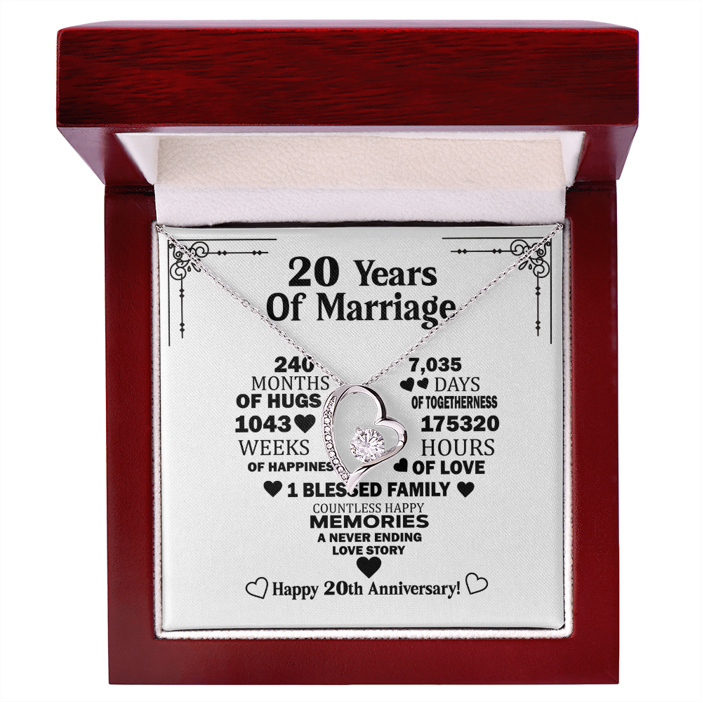 Elegant 20th Anniversary Necklace for Wife – Timeless Keepsake with Romantic Message from Loving Husband