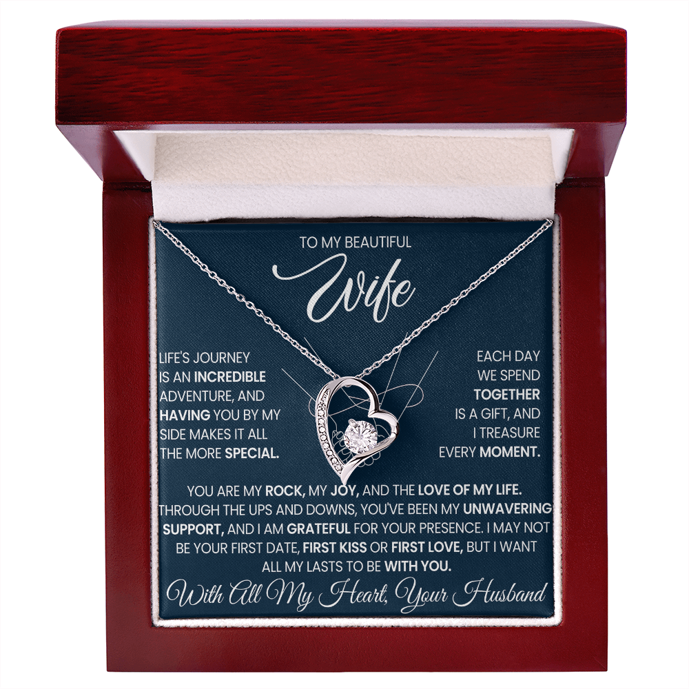 To My Wife Forever Love Necklace With Heartfelt Message & Gift Box