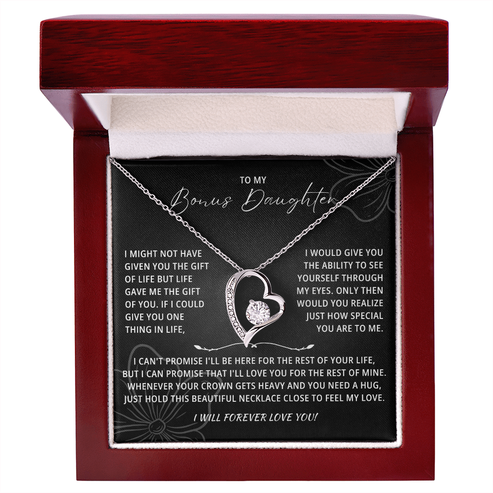 To My Beautiful Bonus Daughter Necklace From Mom & Dad With Message Card