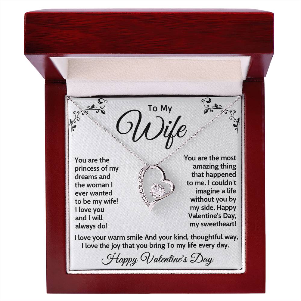 To My Wife, Forever Love Necklace – A Valentine's Day Gift to My Princess, Celebrating the Woman I Adore, Happy Valentine's Day