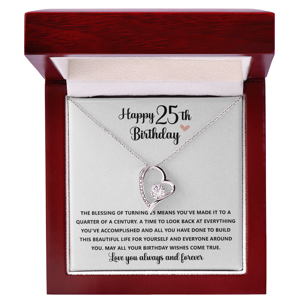 Happy 25th Birthday Necklace Gift for 25 Years old Woman