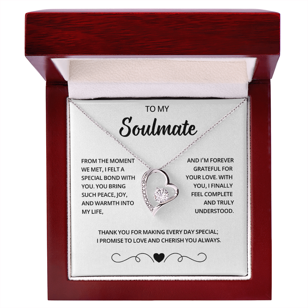 Valentine Gifts for Wife from Husband, Soulmate Necklace with Heartfelt Message Card & Box