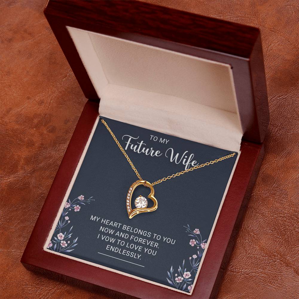 Future Wife Forever Love Necklace - My Heart Belongs to You Now and Forever - Perfect Gift for Wife-to-Be, Engagement, Girlfriend, or Fiancee