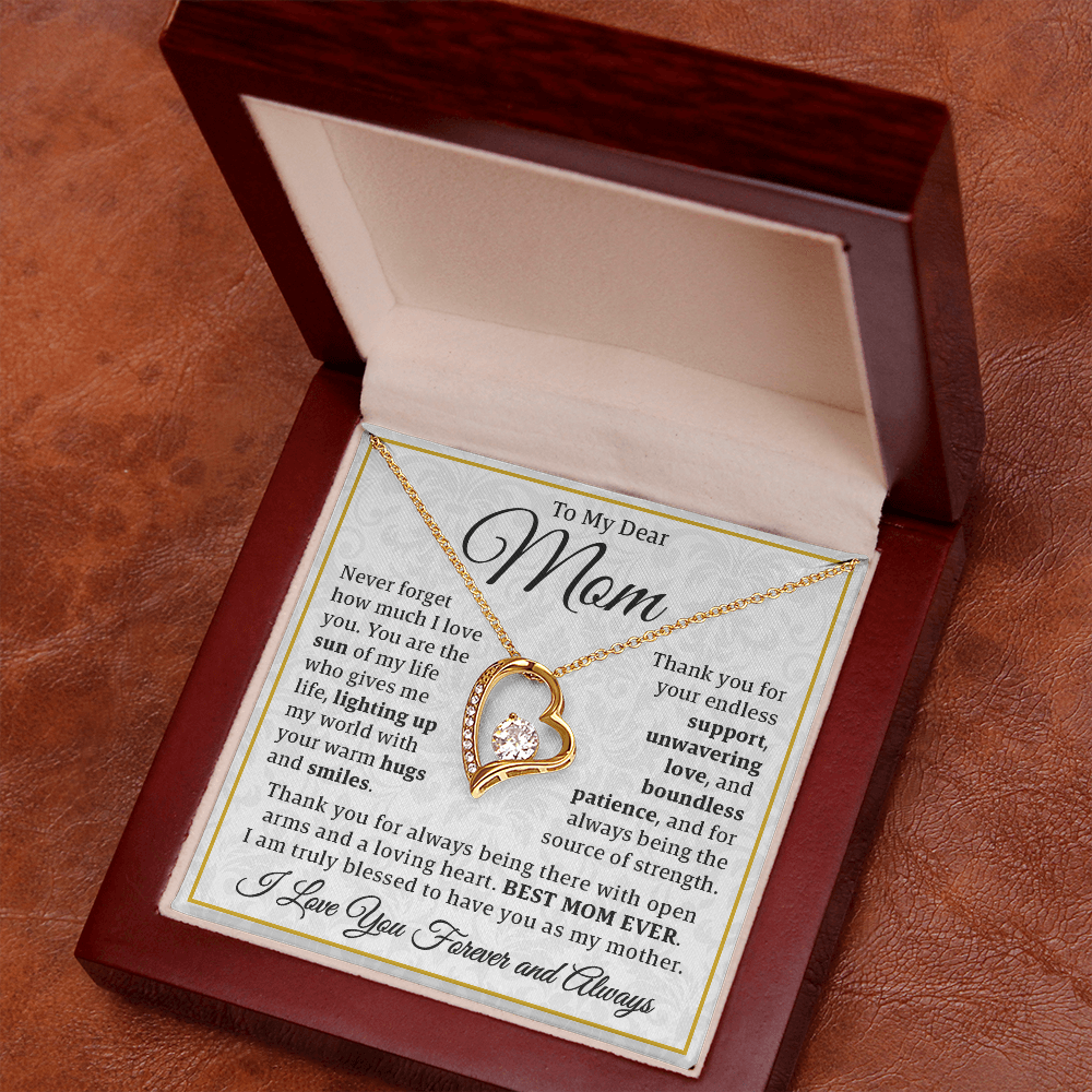 To My Dear Mom – Forever Love Necklace: A Heartfelt Valentine's Gift to Celebrate the Warmth, Patience, and Endless Love of the Best Mom Ever