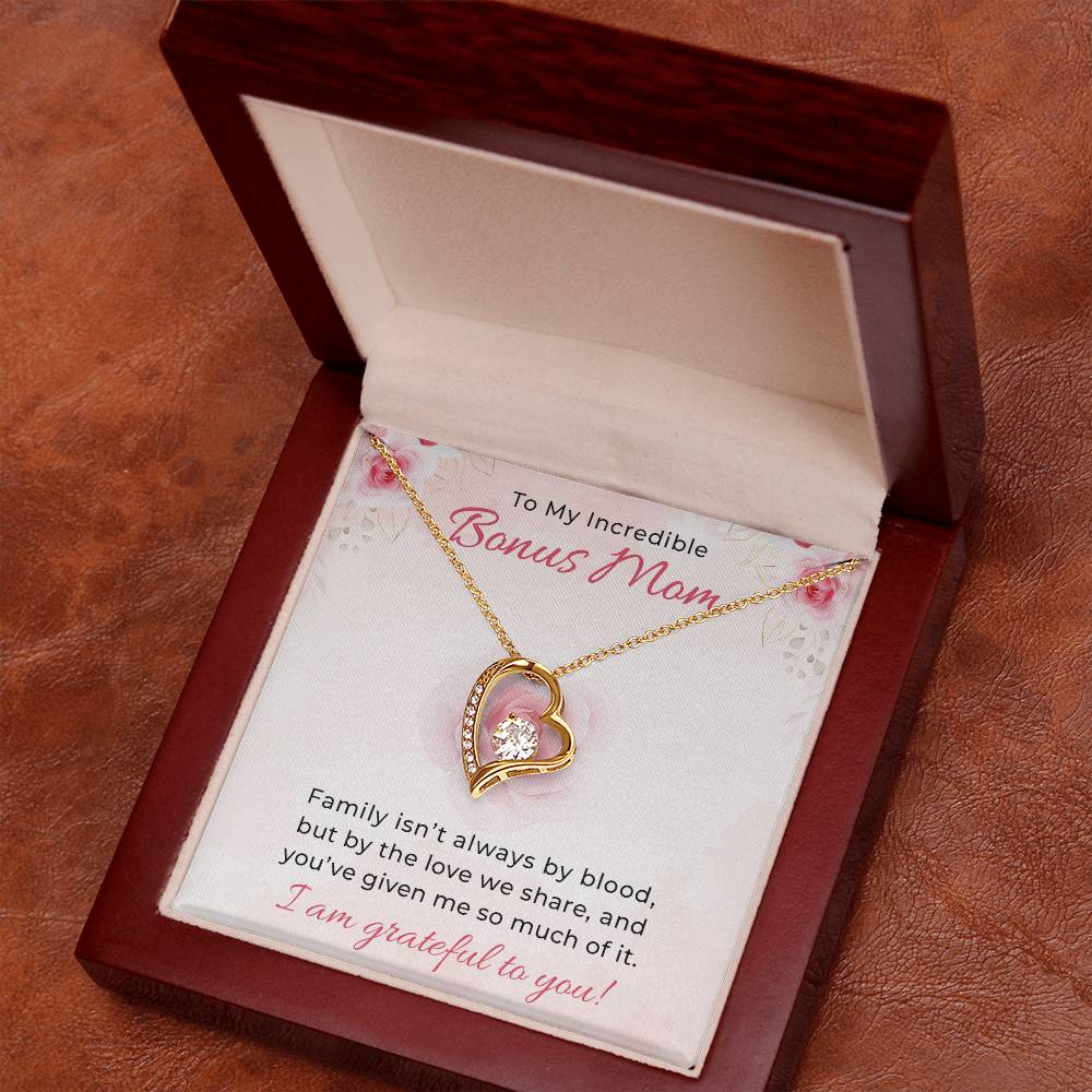 To My Incredible Bonus Mom Necklace, Forever Love Jewelry Gift, Heartfelt Birthday & Christmas Present from Son, Custom Mama Necklace