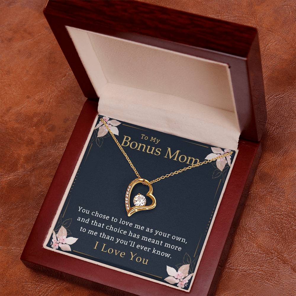 To My Bonus Mom Necklace, Heartfelt Gift of Love, Meaningful Jewelry for Mother's Day & Special Occasions