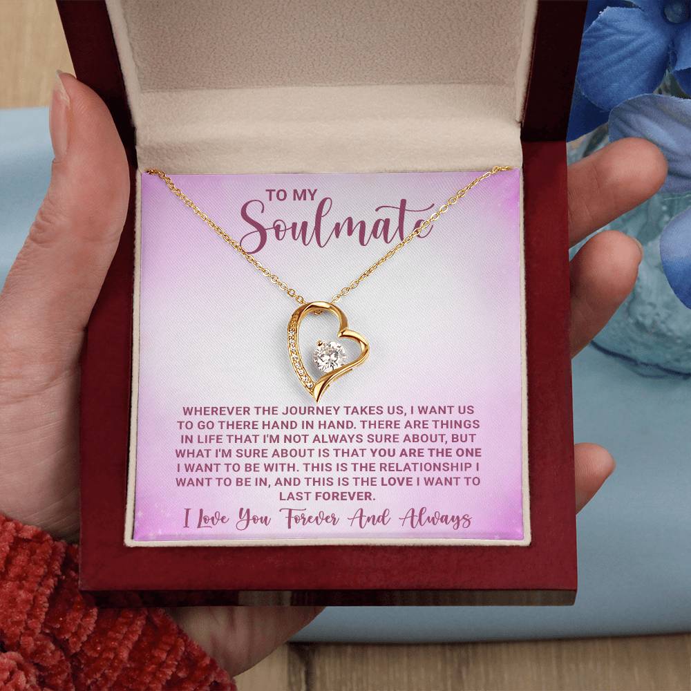 To My Soulmate Forever Love Necklace - Stainless Steel Jewelry with Message Card and Gift Box - Anniversary, Wedding, Birthday Gift for Her