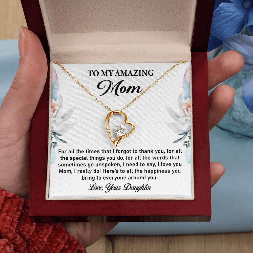 Gift for Mom - Forever Love Necklace, Heartfelt First Mom Gift from Daughter, Best Mom Gift