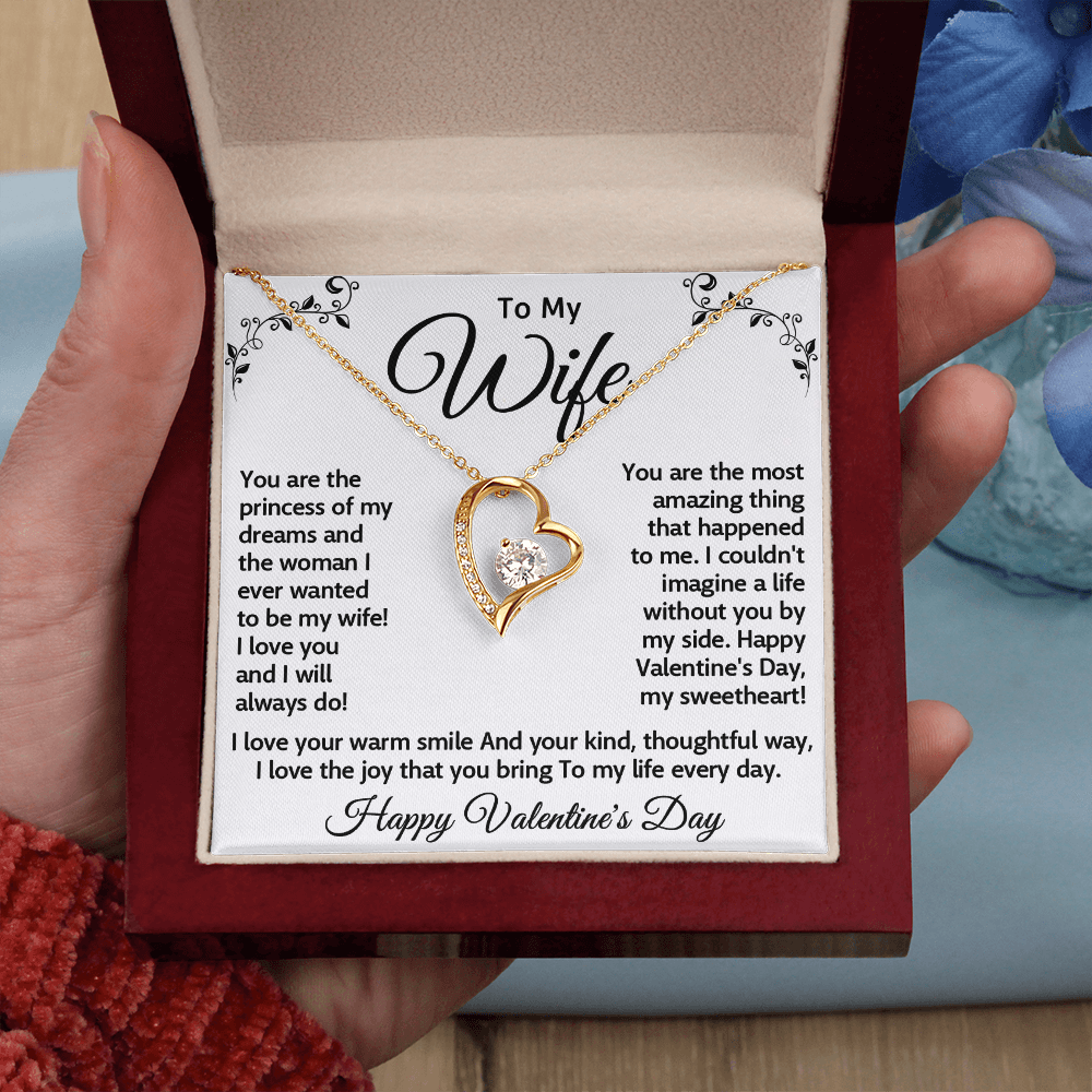 To My Wife, Forever Love Necklace – A Valentine's Day Gift to My Princess, Celebrating the Woman I Adore, Happy Valentine's Day