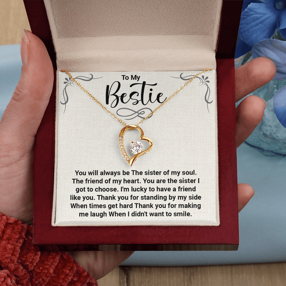 To My Bestie – Forever Love Necklace: A Heartfelt Gift for the Sister of My Soul, Thank You for Always Being There, Making Me Smile, and Standing by Me.