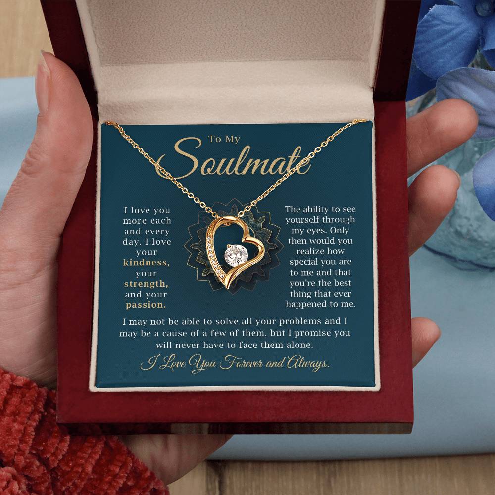 To My Soulmate Necklace - Heartfelt Romantic Gift for Wife or Girlfriend - Perfect for Anniversaries, Birthdays, and Valentine's Day - Forever Love Jewelry with Gift Box