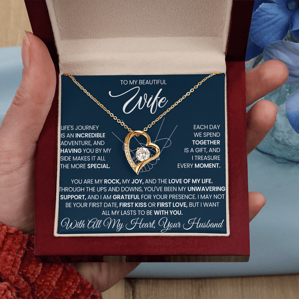 To My Wife Forever Love Necklace With Heartfelt Message & Gift Box