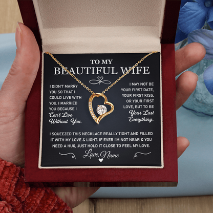 To My Wife Necklace from Husband – Anniversary or Valentine's Day Gift with Message Card & Gift Box – Custom Message Card With Necklace - Romantic Jewelry for Her