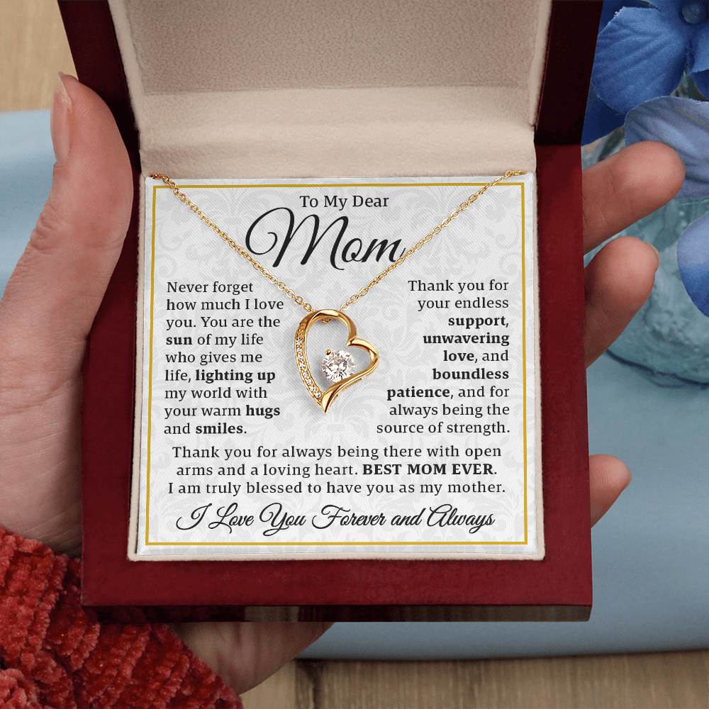 To My Dear Mom – Forever Love Necklace: A Heartfelt Valentine's Gift to Celebrate the Warmth, Patience, and Endless Love of the Best Mom Ever