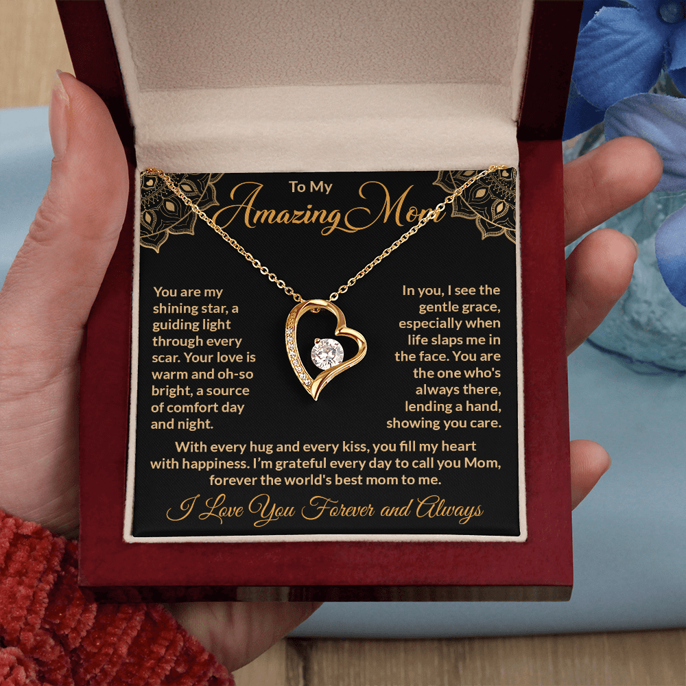 To My Amazing Mom – Forever Love Necklace: A Heartfelt Valentine's Day Gift to Celebrate Your Guiding Light and Unconditional Love